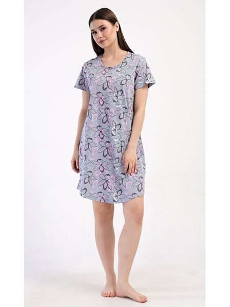 Dámske domáce šaty s krátkym rukávom Mia - šedá