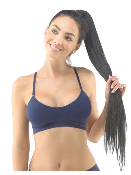 Dámská podprsenka sportovní s vycpávkami, bez kostice, bezešvé, jednobarevné Eco Bamboo 07020P - tomato lékořice