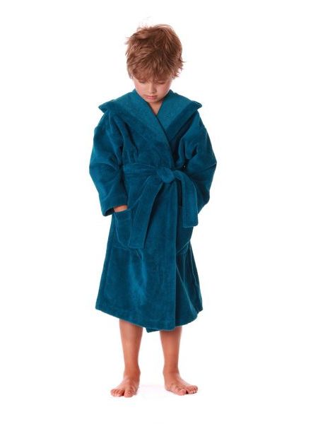 Dětský dlouhý savý župan s kapucí TAMPA petrolejová