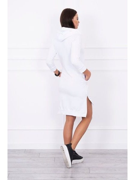 Mikinové šaty s potiskem, bílá