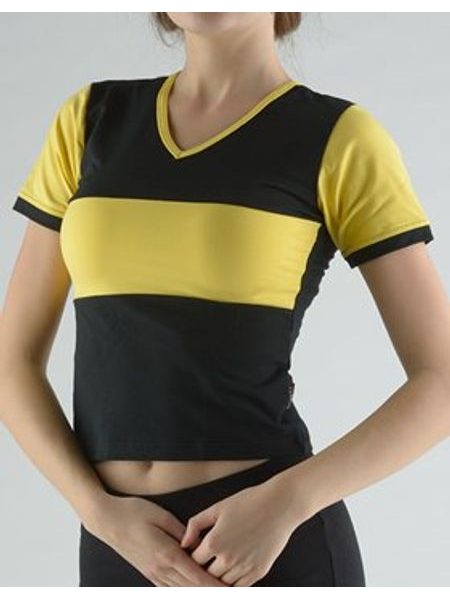 Dámské tričko s krátkým rukávem, krátký rukáv, šité 98014P - černá citronová