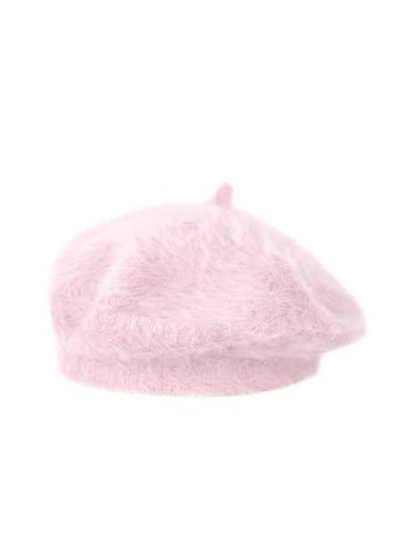 Angorový baret s anténkou světle růžový
