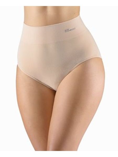 Dámské kalhotky klasické s vysokým pasem, širší bok, bezešvé, jednobarevné Eco Bamboo 00040P - béžová