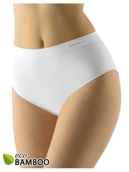 GINA dámské kalhotky klasické mama, větší velikosti, bezešvé, jednobarevné Eco Bamboo 01002P - šedá bílá