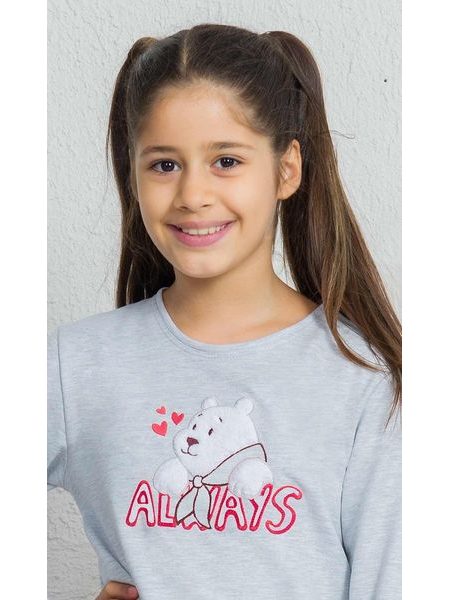 Dětské pyžamo dlouhé Méďa - světle šedá