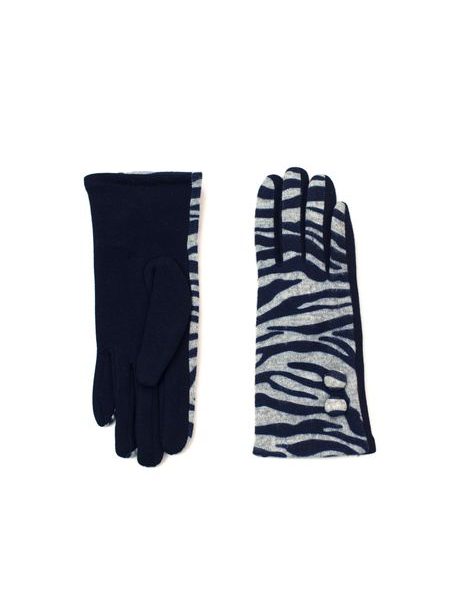 Zebra vlněné rukavice modré