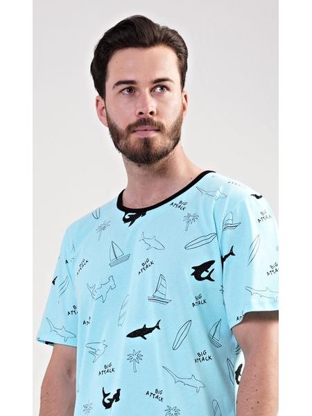 Pánské pyžamo šortky Oceán - azurová