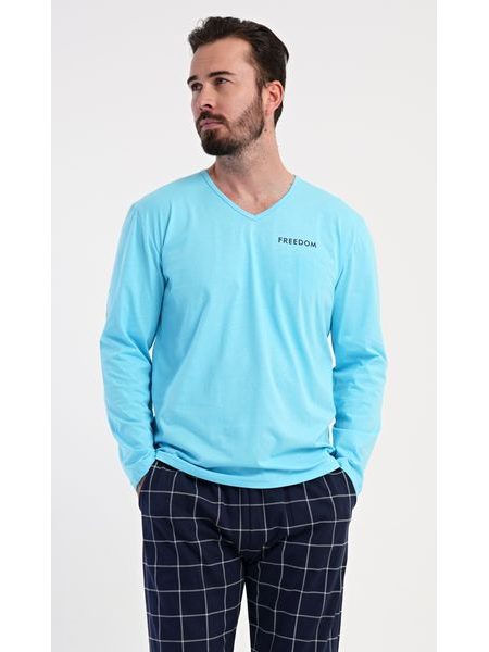 Pánské pyžamo dlouhé Daniel - azurová