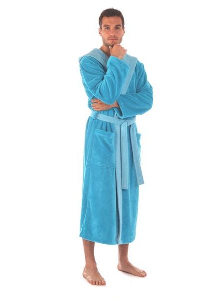 Unisex dlouhý savý župan s kapucí TAMPA duo modrá