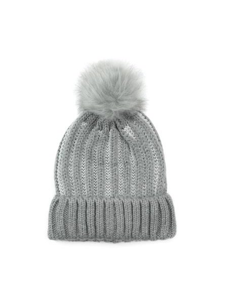 Čepice s bambulí šedá