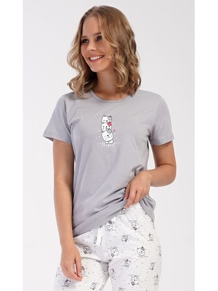 Dámské pyžamo kapri Koťata - šedá