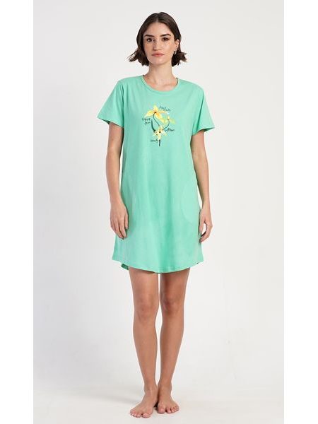 Dámské domácí šaty s krátkým rukávem Paula - zelená