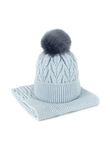 Sada pletené čepice a šály Lomnice modrá