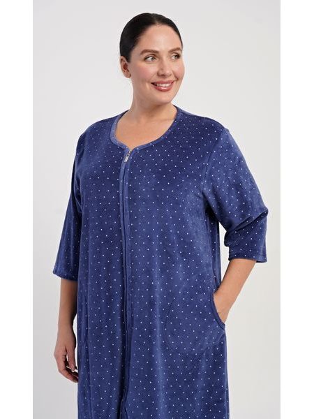 Dámské domácí šaty s tříčtvrtečním rukávem Alex - modrá