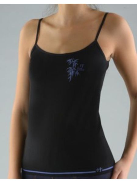 Dámská košilka, úzká ramínka, bezešvé, s potiskem Bamboo 08989P - černá ocelová