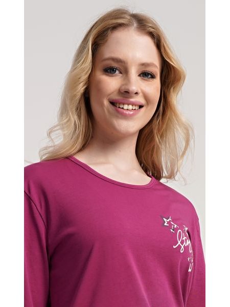 Dámské pyžamo dlouhé Andrea - malinová