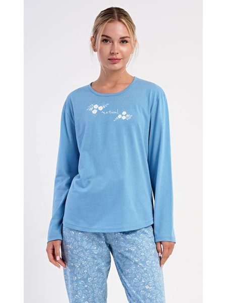 Dámské pyžamo dlouhé Natural life - modrošedá