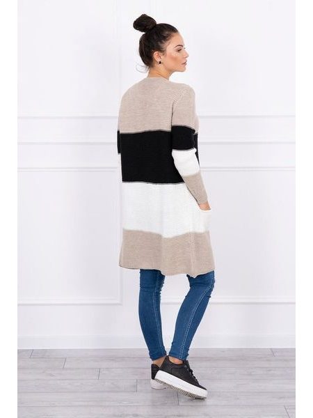 Pruhovaný cardigan, béžová + černá