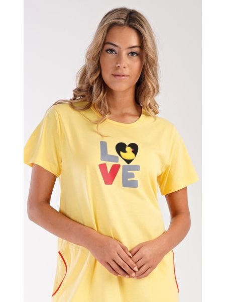 Dámské domácí šaty s krátkým rukávem Kačenka - žlutá