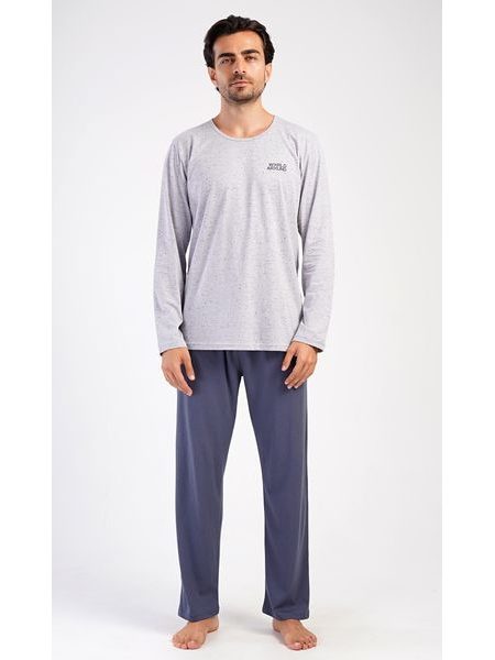 Pánské pyžamo dlouhé World around - šedá