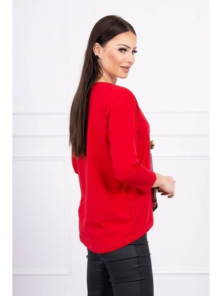 Tričko s 3D barevným potiskem a šátkem, červená