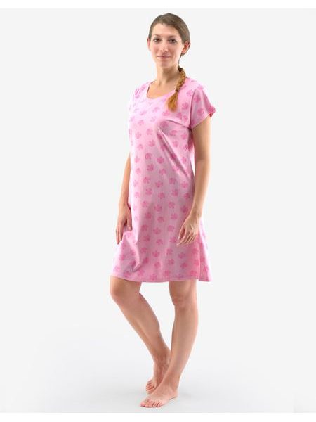 Košilka noční dámská krátký rukáv 19132P - růžovofialová pink