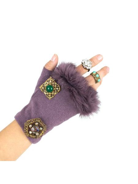 Rukavice s kožešinkou tmavorůžové