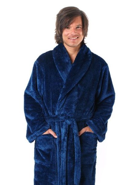 Unisex dlouhý hřejivý župan se šálovým límcem LILLY a JACK EXTRA tmavě modrá