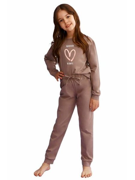 Dívčí pyžamo Maya hnědé se srdíčkem