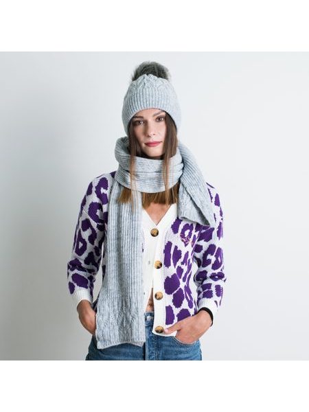 Sada pletené čepice a šály Lomnice starorůžová