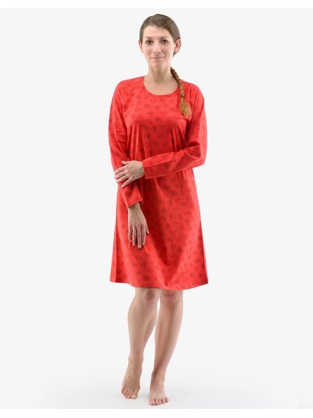 Košilka noční dámská dlouhý rukáv 19133P - červená martini