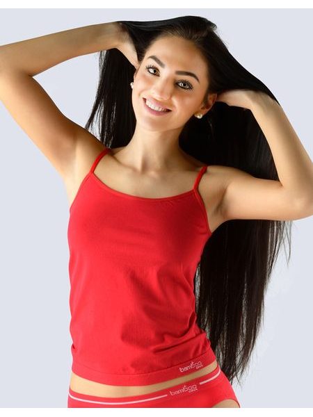 Dámská košilka, úzká ramínka, bezešvé, Bamboo 08019P - třešňová bílá