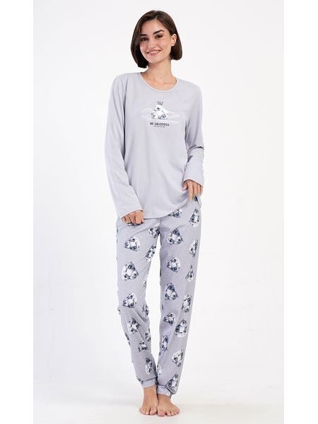 Dámské pyžamo dlouhé Polar bear - šedá