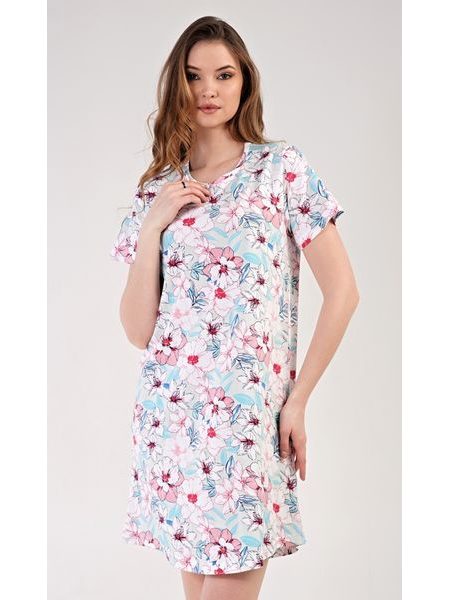 Dámská noční košile s krátkým rukávem Ellie - lososová