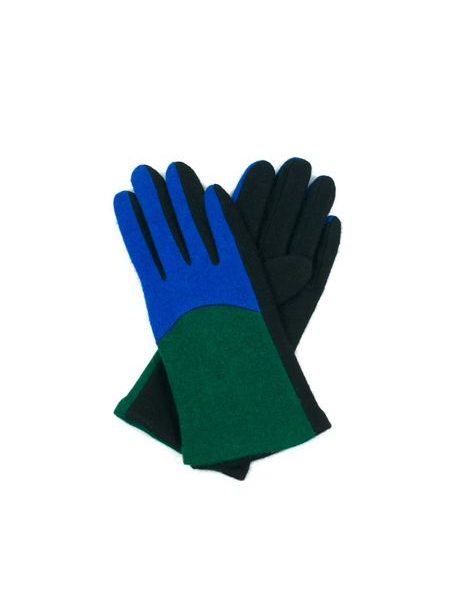 Dvoubarevné rukavičky z vařené vlny zelené