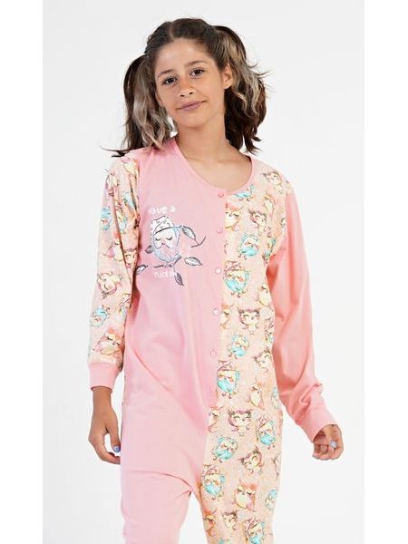 Dětský overal Sovičky - světle lososová