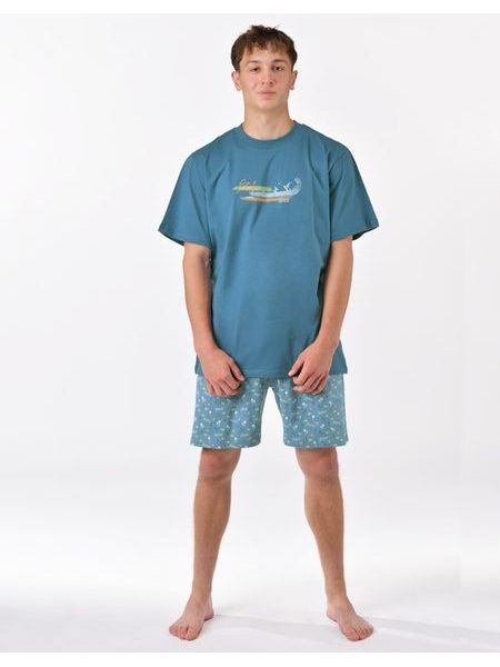 Pánské pyžamo krátké, šité, s potiskem 79190 - měsíc dunaj