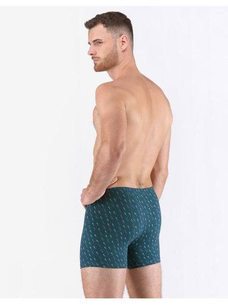 Pánské boxerky s delší nohavičkou, delší nohavička, šité, s potiskem 74171 - petrolejová dunaj