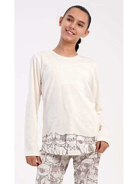 Dětské pyžamo dlouhé Koťata - smetanová