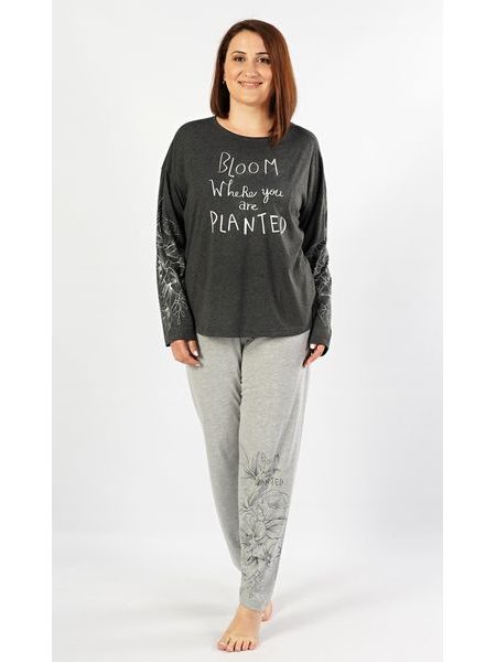 Dámské pyžamo dlouhé Berenika - tmavě šedá