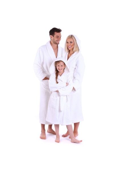 Unisex dlouhý župan se šálovým límcem ATHENA bílá