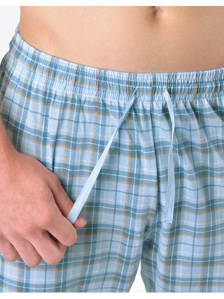 Pánské kalhoty dlouhé pyžamové, šité, klasické, s potiskem 79197 - pomnenková bílá