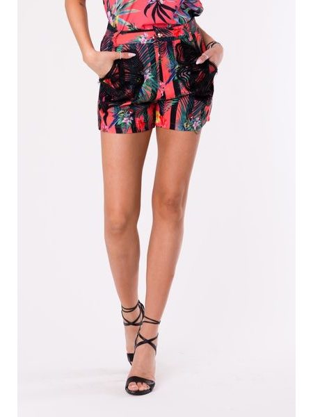 Tropické šortky s pruhy růžové