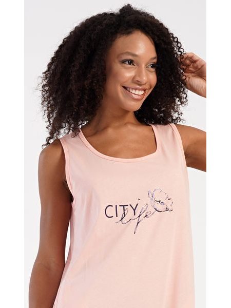 Dámská noční košile na ramínka Agnes - světle lososová