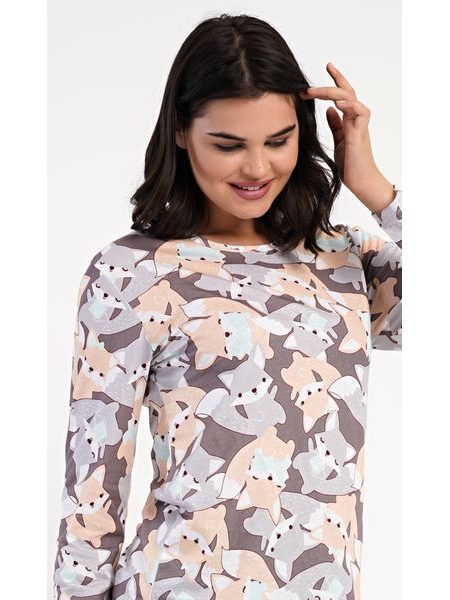 Dámské pyžamo dlouhé Kamarádi z lesa - šedá