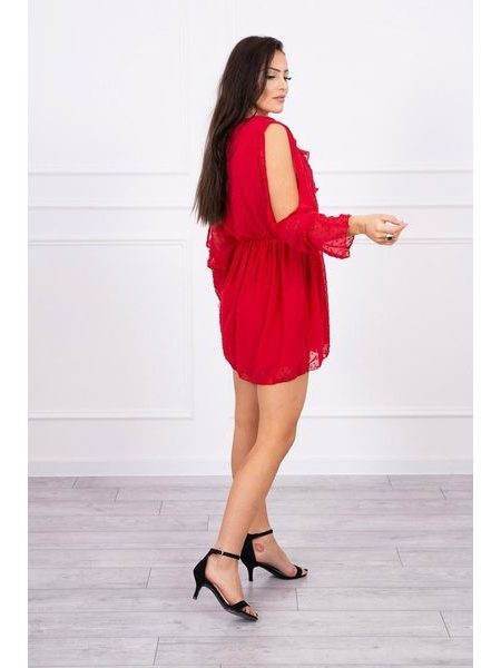 Šaty s výstřihy na ramenou, červená