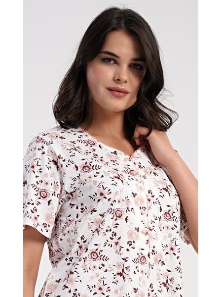 Dámská noční košile s krátkým rukávem Růže - světle lososová