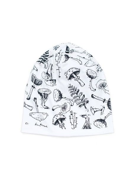 Dětská čepice s houbami šedá