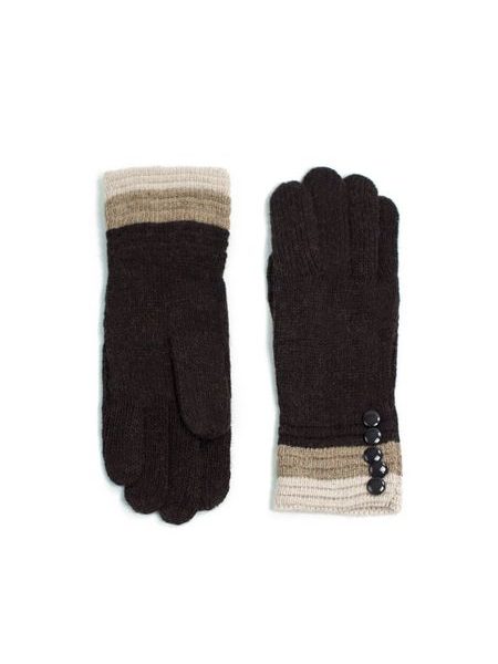 Vlněné tříbarevné rukavičky hnědé