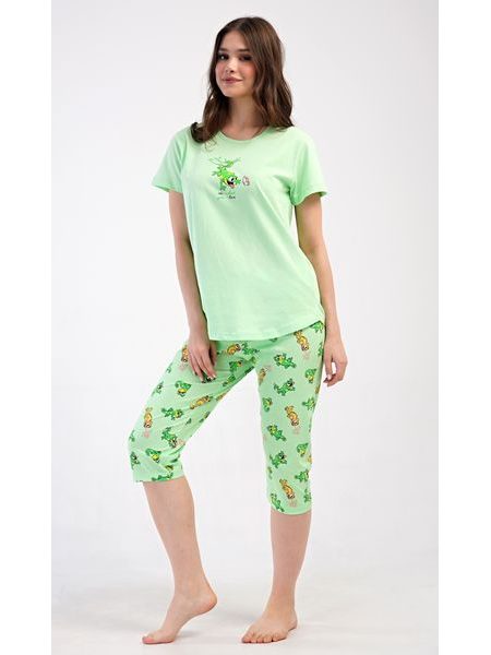 Dámské pyžamo kapri Ella - světle zelená
